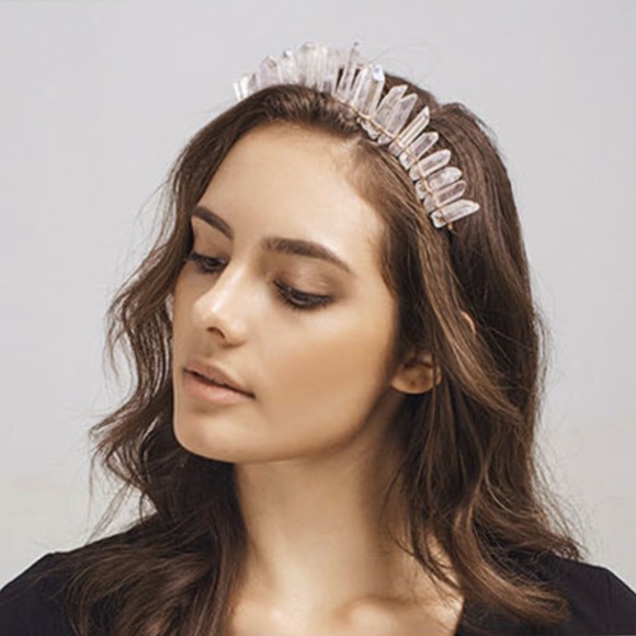 Clear Raw Healing Quartz Headband Tiara - Picture 3 of 16